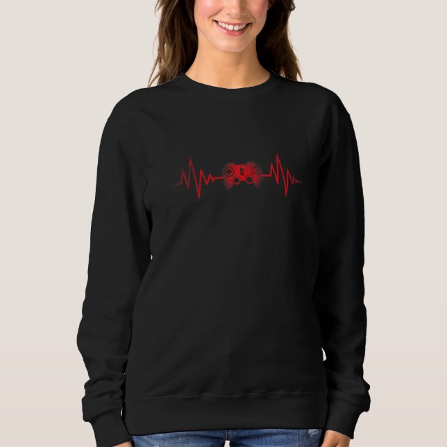 Ecg Heartbeat Video Game Player Gaming Console Pc  Sweatshirt (Front)