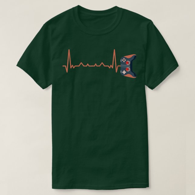 Ecg Heartbeat Video Game Player Gaming Console Pc  T-Shirt (Design Front)