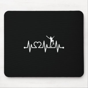 Ecg Pulse Heartbeat With Heart Skateboarding Mouse Pad