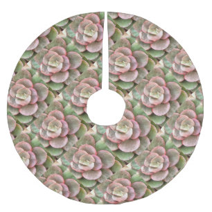 Echeveria Cactus Succulent Acrylic Painting Brushed Polyester Tree Skirt