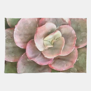 Echeveria Cactus Succulent Acrylic Painting Tea Towel