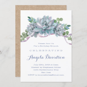 Echeveria Succulent Birthday Brunch Party Invitation