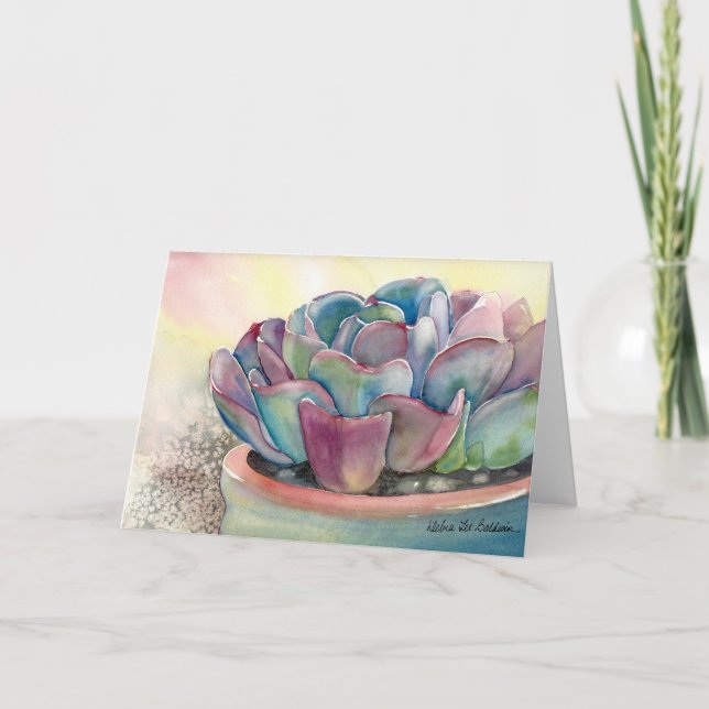 Echeveria Watercolor Card by Debra Lee Baldwin (Front)