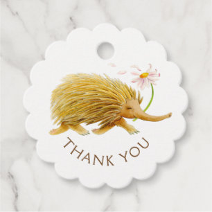 Echidna cute watercolor art animal thank you favour tags