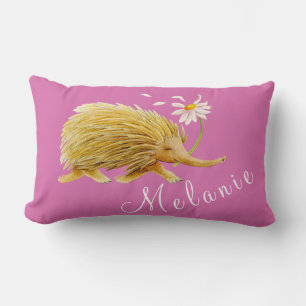 Echidna watercolor whimsy girls name pillow