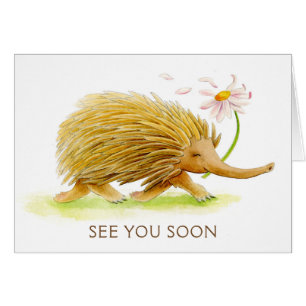 Echidna whimsy animal watercolor see you soon card