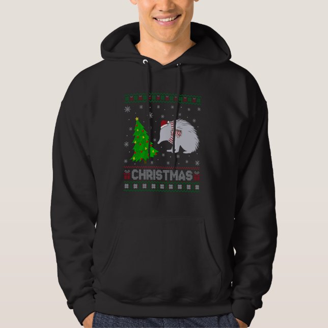 Echidna Xmas Tree Lighting Ugly Christmas Sweater (Front)