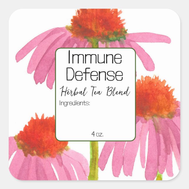 Echinacea Blank Herb Tea Blend Label Custom  (Front)