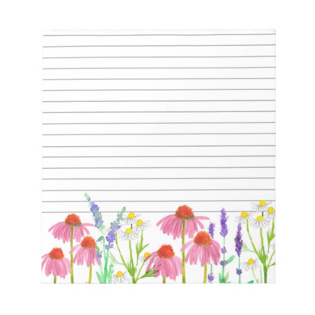 Echinacea Chamomile Lavender Herb Lined  Notepad (Front)