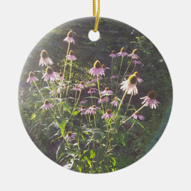 Echinacea Flowers in the Sun Ceramic Ornament (Front)