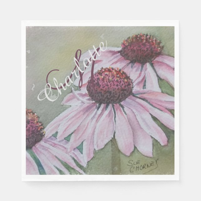 Echinacea Flowers Party Napkin (Front)