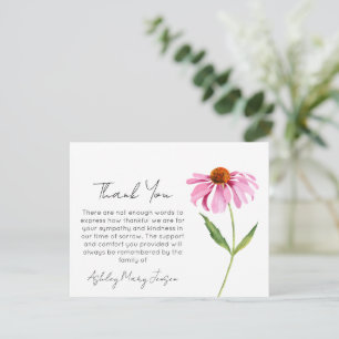 Echinacea   Funeral Thank You Card Bereavement 