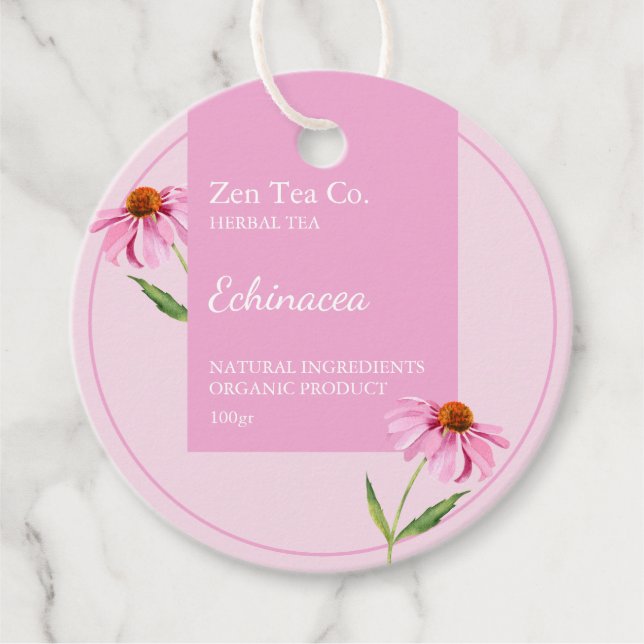 Echinacea Herbal Tea Business Tag (Front)
