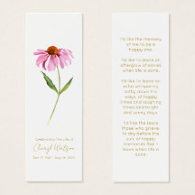 Echinacea | Simple Funeral Memorial Mini Bookmark