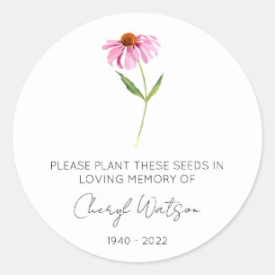 Echinacea Simple Memorial Seed Packet Classic Round Sticker