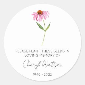 Echinacea | Simple Memorial Seed Packet Classic Round Sticker