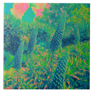 Echium Flowers Tropical Vibe Ceramic Tile