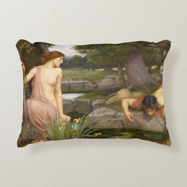 Echo and Narcissus by John William Waterhouse Decorative Cushion (Front)