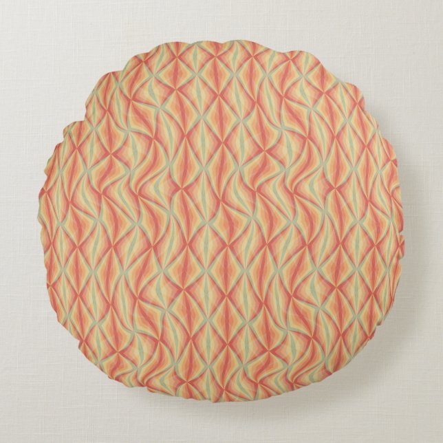 Echo Curves  – Retro Wave Round Pillow (Front)