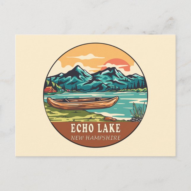 Echo Lake New Hampshire Boating Fishing Emblem Postcard (Front)