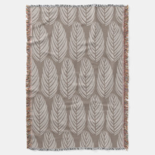 Echo Leaves Cool Taupe Misty Grey Throw Blanket