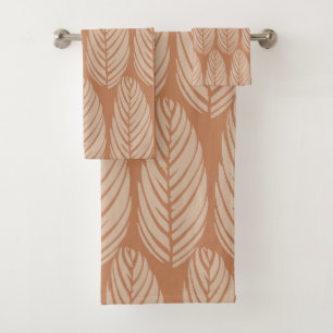 Echo Leaves Terra-cotta Sandstone Bath Towel Set
