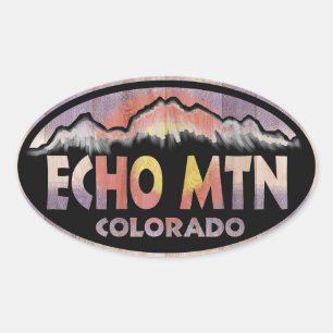 Echo Mountain Colorado wood flag oval stickers