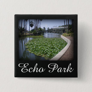 Echo Park Lake in Los Angeles, California 15 Cm Square Badge