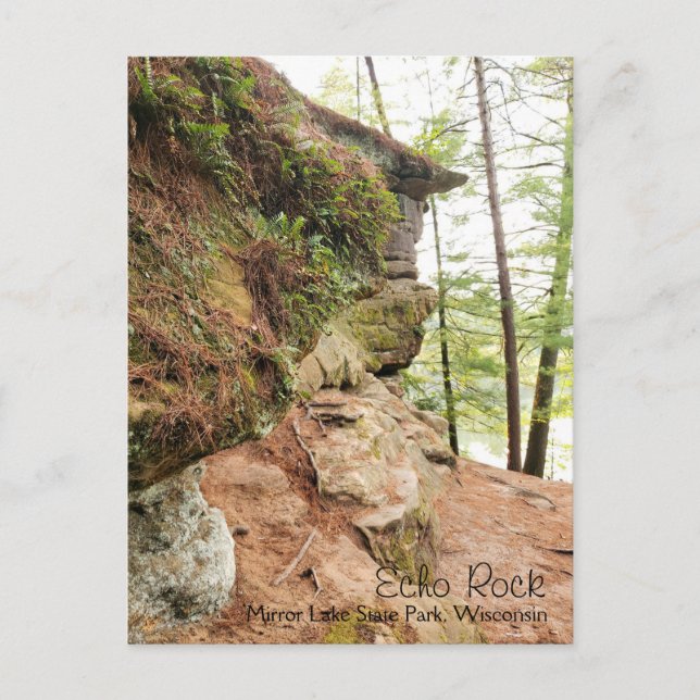 Echo Rock in Mirror Lake State Park Wisconsin Postcard (Front)