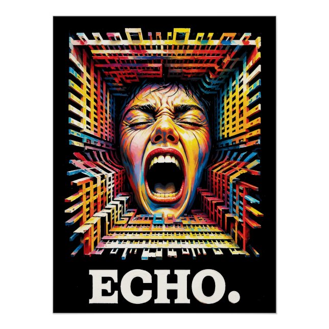 Echo Scream Geometric Tunnel Dramatic Pop Art Poster (Front)