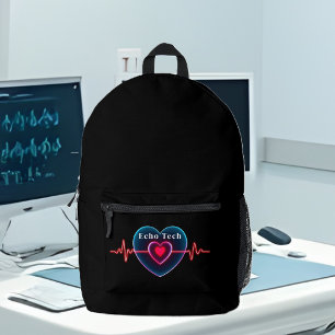 Echo Tech   Heartbeat   EKG Printed Backpack