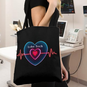  Echo Tech   Heartbeat   EKG Tote Bag