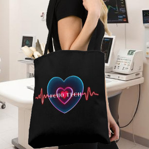  Echo Tech   Heartbeat   EKG Tote Bag