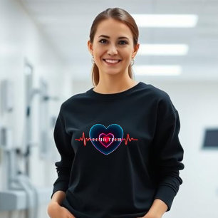 Echo Tech   Heartbeat   Heart with EKG Sweatshirt