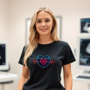 Echo Tech   Heartbeat   Heart with EKG T-Shirt