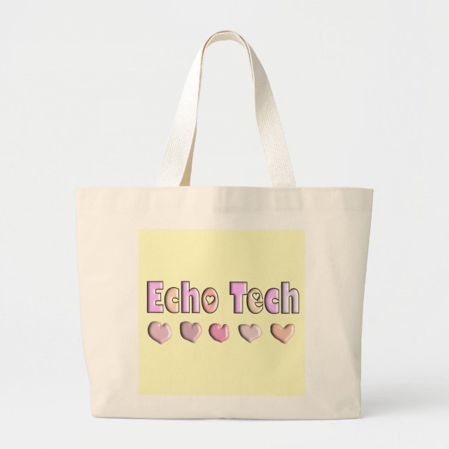 Echo Tech PINK HEARTS Design Gifts Large Tote Bag (Front)