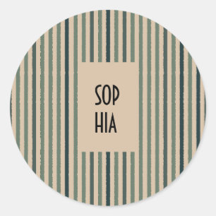 Echo Trails Round Stickers – Matcha Green Stripes