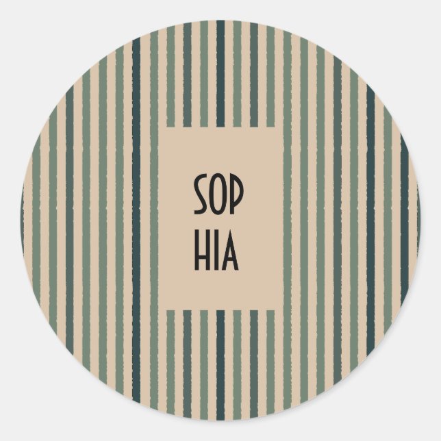 Echo Trails Round Stickers – Matcha Green Stripes (Front)
