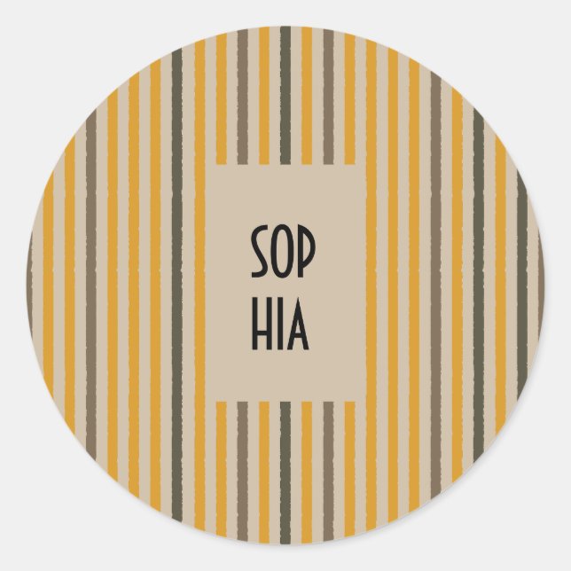 Echo Trails Round Stickers – Mustard Stripes (Front)