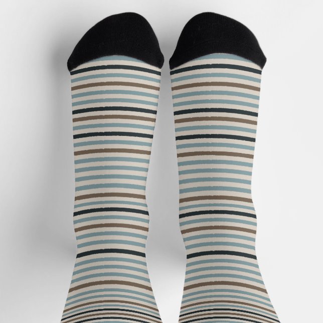 Echo Trails Striped Sustainable Socks - Blue (Top)