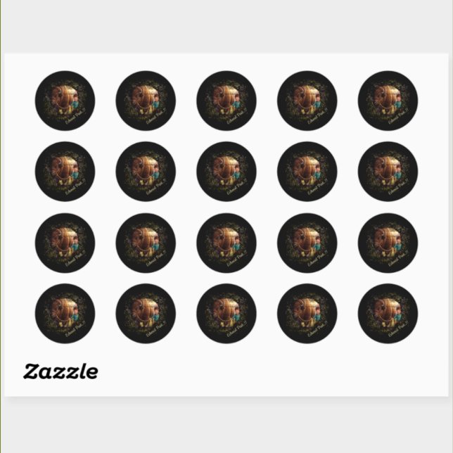 Echoed Past Whimsical Boy and Bison  Classic Round Sticker (Creator Uploaded)