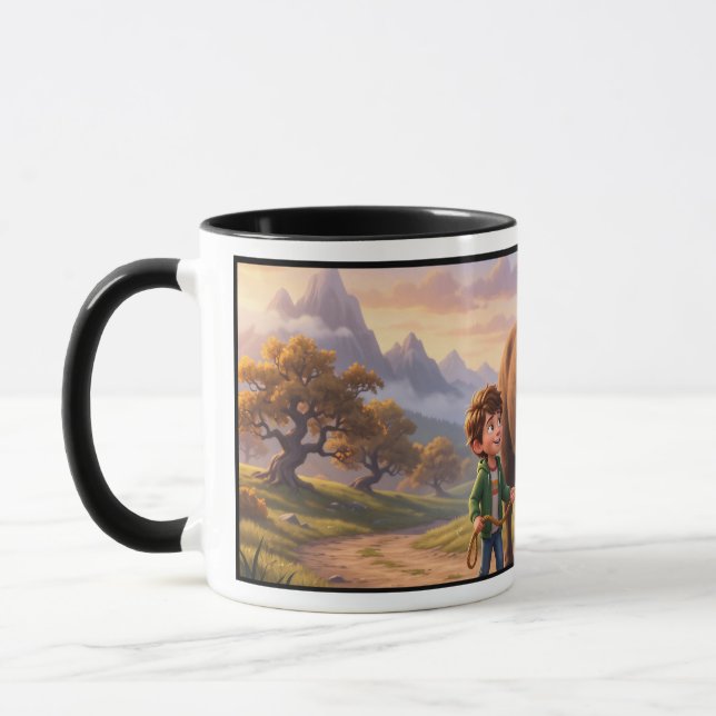 Echoed Past Whimsical Boy and Bison Mug (Left)