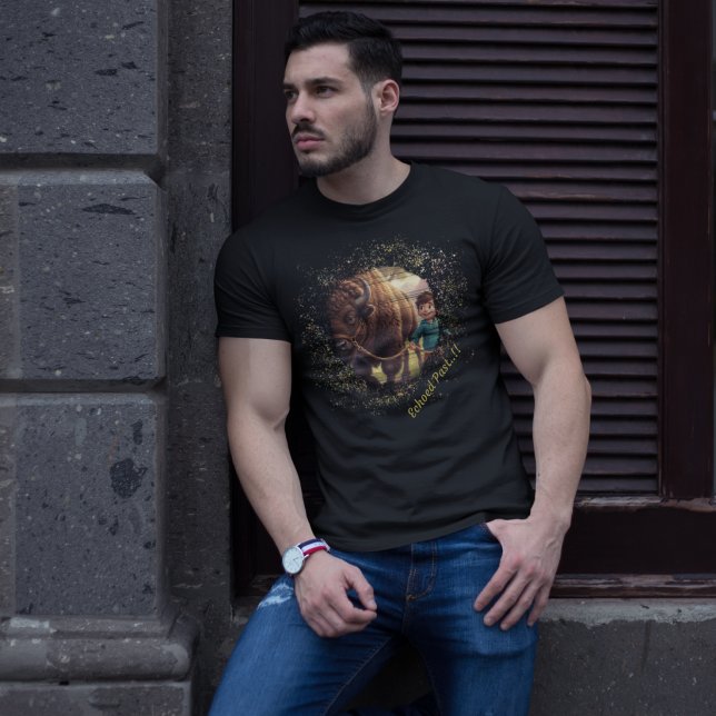 Echoed Past Whimsical Boy and Bison  Tri-Blend Shirt (Creator Uploaded)
