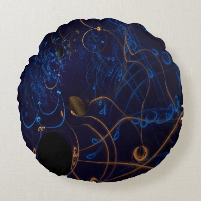 Echoes Flame Fractal Round Cushion (Front)