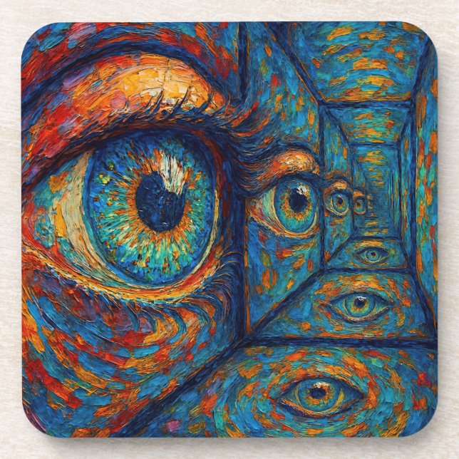 “Echoes in the Iris” - A Surreal Portrait Coaster (Front)
