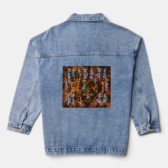 Echoes of Empowerment: March 8th Denim Jacket (Back)