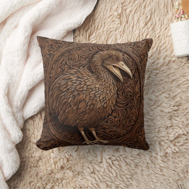 "Echoes of Extinction: Dodo Wood Art" Cushion (Blanket)