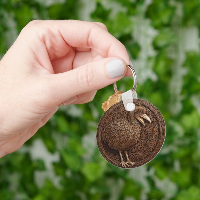"Echoes of Extinction: Dodo Wood Art" Key Ring (Hand)