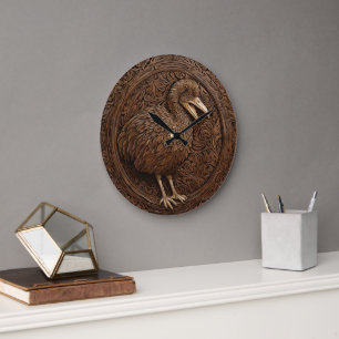 "Echoes of Extinction: Dodo Wood Art" Large Clock
