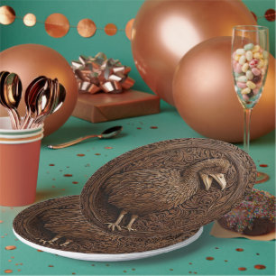 "Echoes of Extinction: Dodo Wood Art" Paper Plate